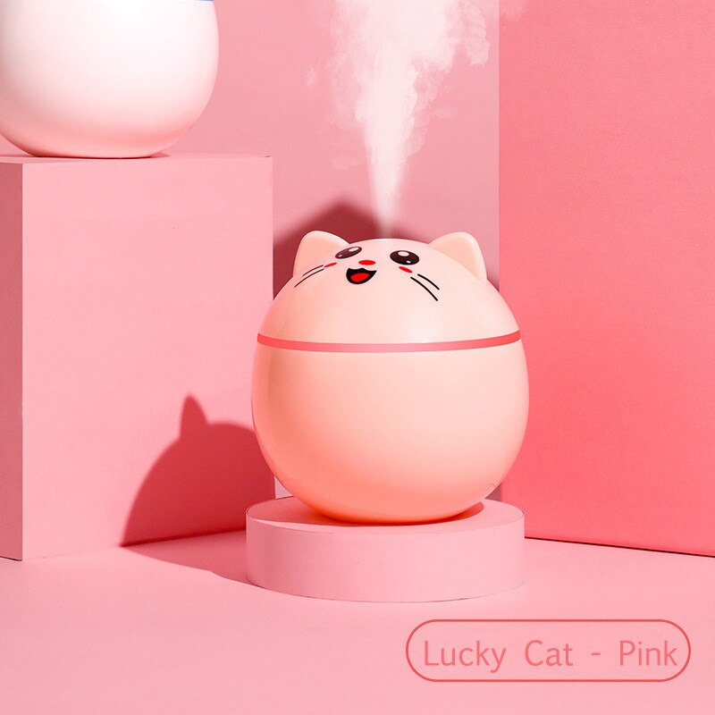 300Ml Ultrasone Luchtbevochtiger Huisdier Aroma Etherische Olie Diffuser Voor Home Auto Usb Fogger Mist Maker Usb Lucht Frisser willekeurige: pink fortune cat