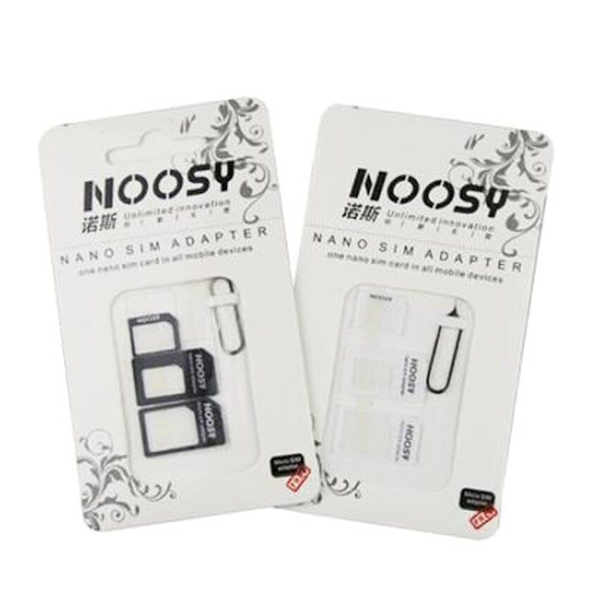 Adaptador de tarjeta Nano Sim 4 en 1 Noosy + adaptador de tarjetas Micro Sim + adaptador de tarjeta SIM estándar con pin de expulsión para Iphone samsung 300set