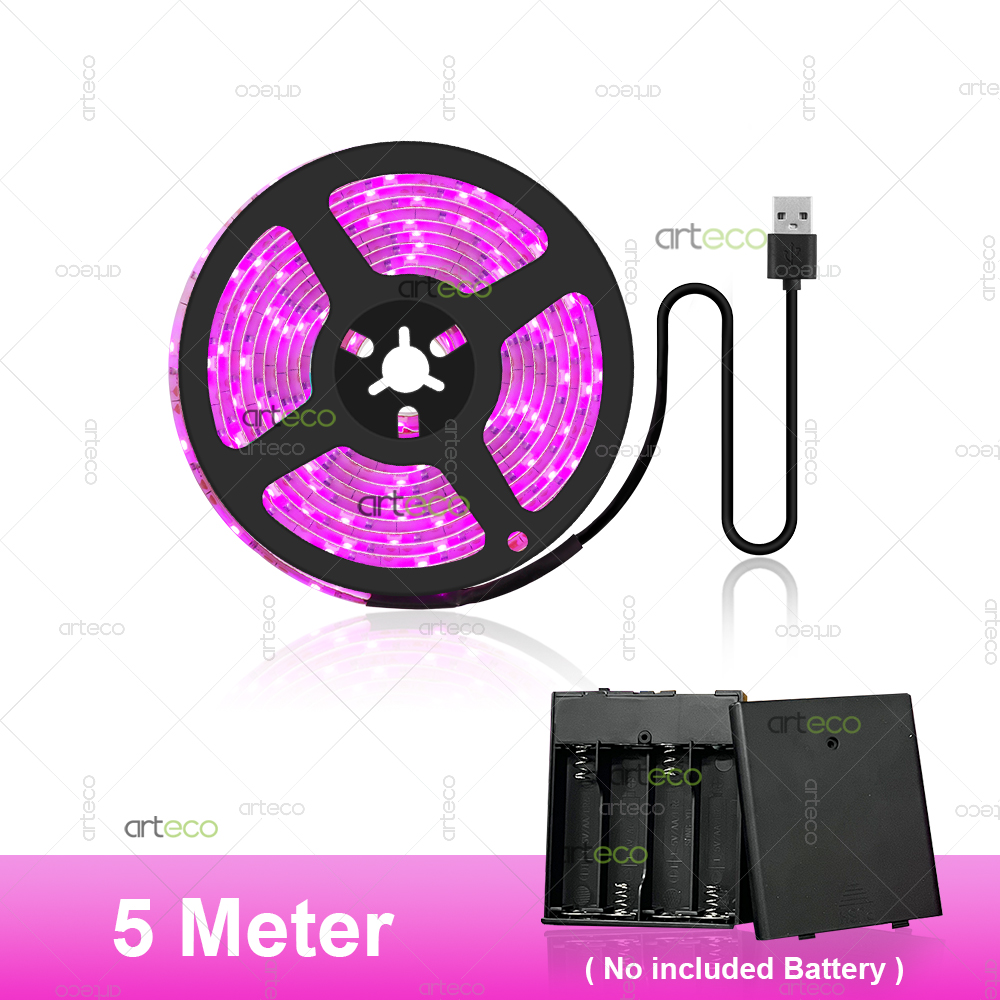 Luz Led USB para cultivo de plantas con caja de batería, tira de luces de cultivo de espectro completo de 5V, lámpara Phyto Led 2835 para plantas, invernadero hidropónico: Rojo / 1.200 W