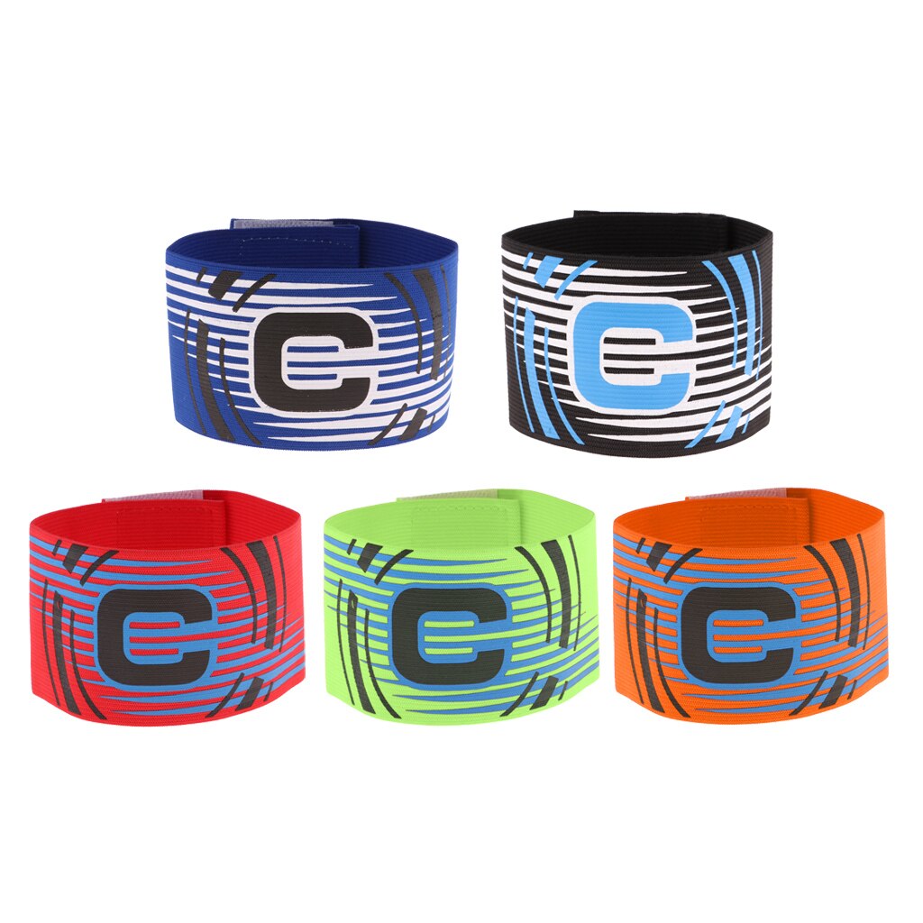 5 Pieces Football Soccer Captain Armband, Elastic Captains Armband for Adult Youth One Size, Stripe