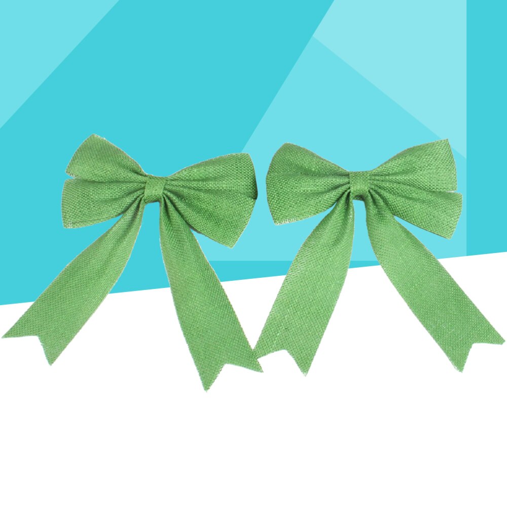 Uds.-adorno de arpillera con lazo para manualidades, lazos de yute arpillera para decoración de de Bodas de Navidad (verde): Green