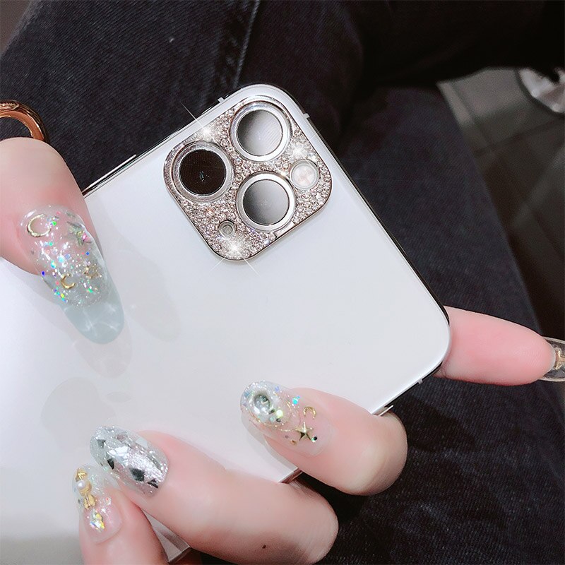 3D Luxus Glitter Bling Strass Diamant Kamera Protector Zurück Abdeckung Für iPhone 11 11 Pro Max Kamera Objektiv Aufkleber nette fall