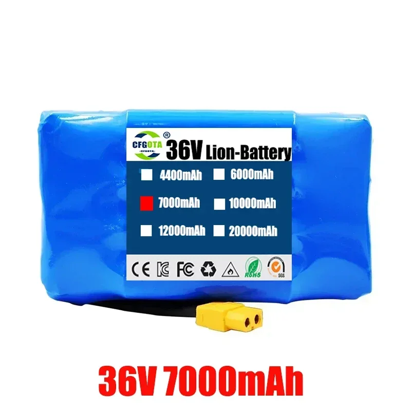 Genuine 36V 12Ah 10s2p Battery Packs Rechargeable Lithium Ion Battery for Electric Self Balancing Scooter HoverBoard Unicycle: GRAY