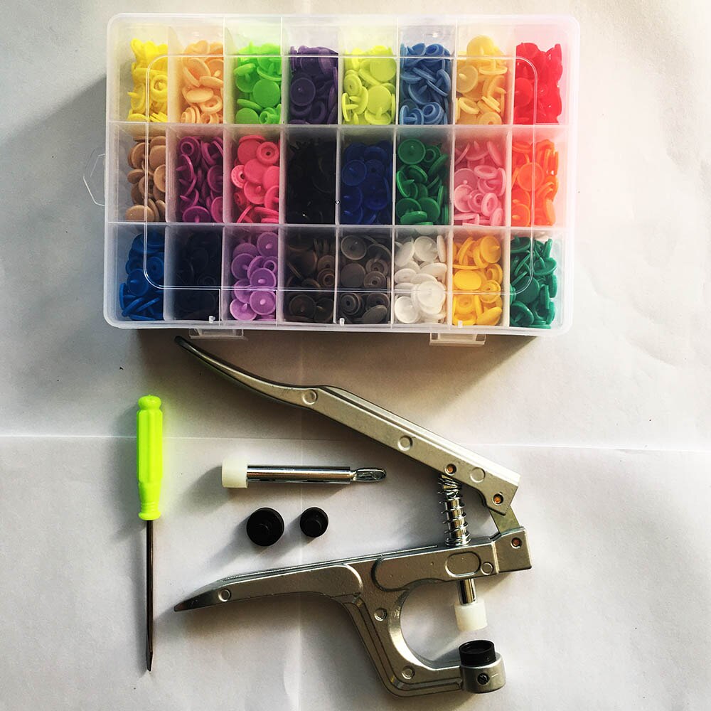 150set/240set Plastic Snaps Snap Buttons For Clothes Fabric DIY Sewing Accessories Baby Children Kids Button Snap Pliers Machine: 240 mix and tool Box