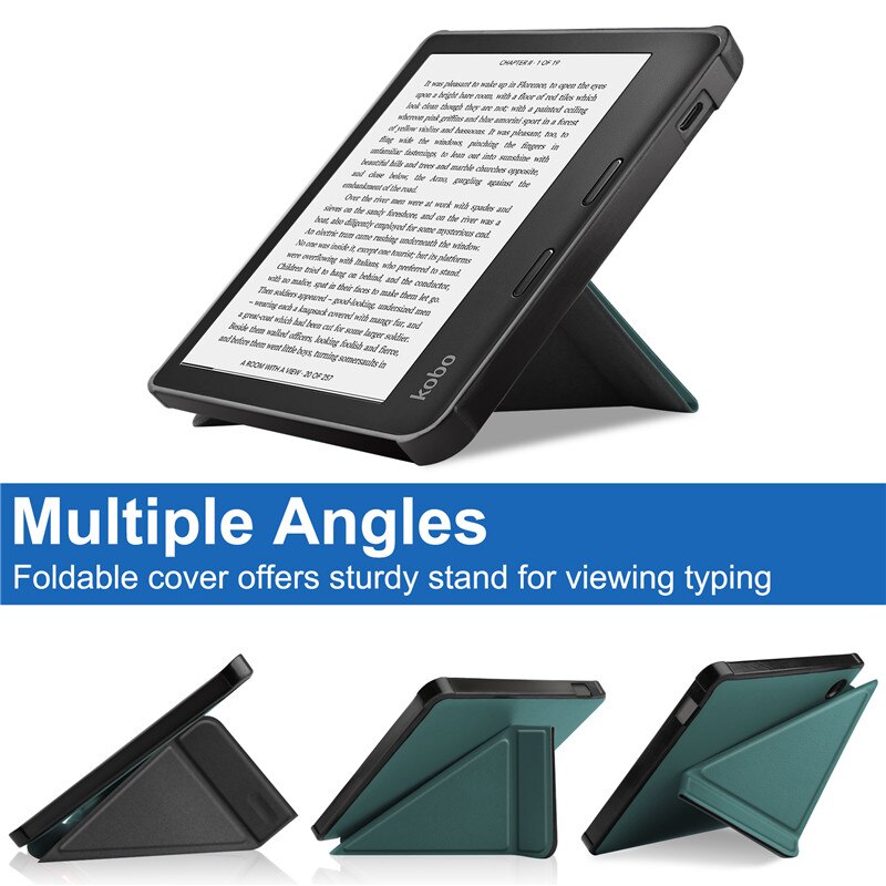 For KOBO Libra 2 Case Cover Fold PU Leather Soft TPU Back Stand Shookproof Cover For Funda Kobo Libra 2 E-reader Smart Case