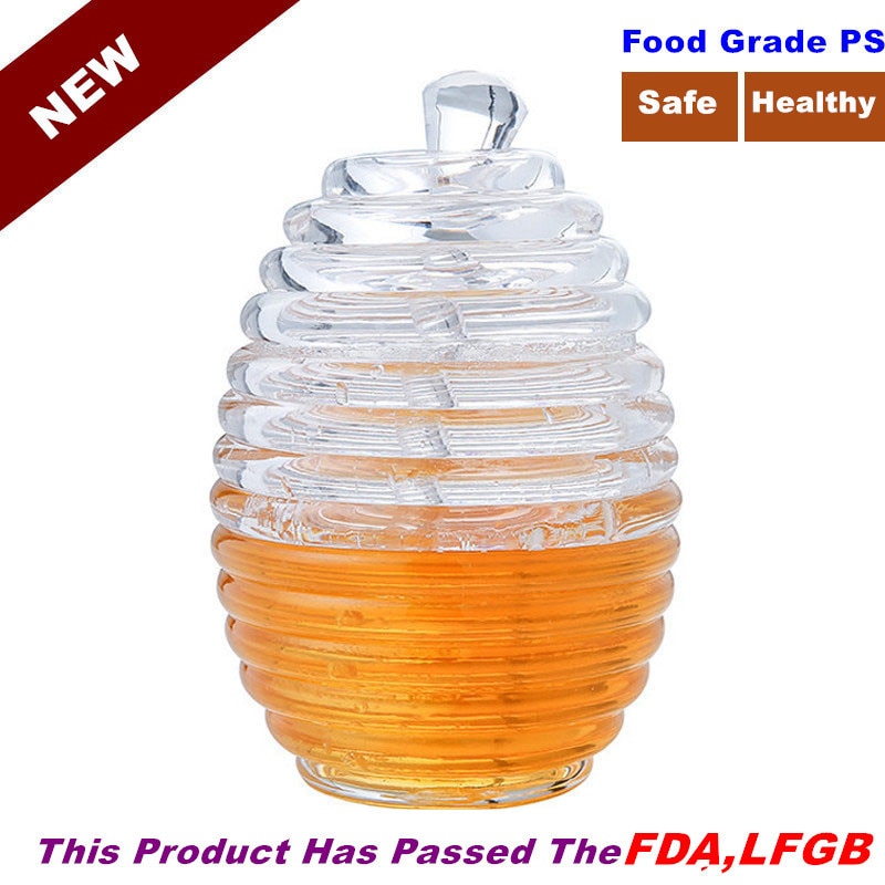 Honey Juice Transparent Beehive-shaped Honey Jar With Multi-level Stirring Bar For Home Storing Dripper Honey Pot