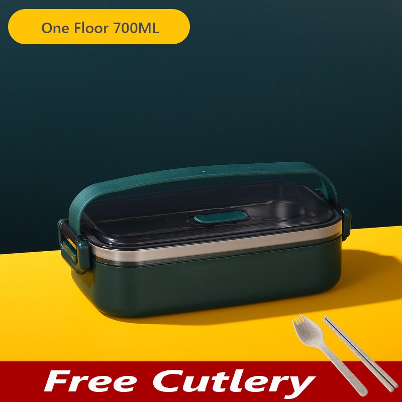 Portable Lunch Box Multilayer Stainless Steel Bento Box For Kids Office Worker Japanese Snacks Food Storage Containers Meal Prep: Single Layer Green