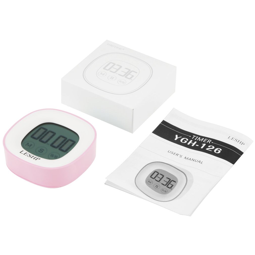 LESHP Square Touchable LCD Digital Screen LED Backlight 4 Digits Display Digital Magnetic Back Kitchen Timer Countdown Timer