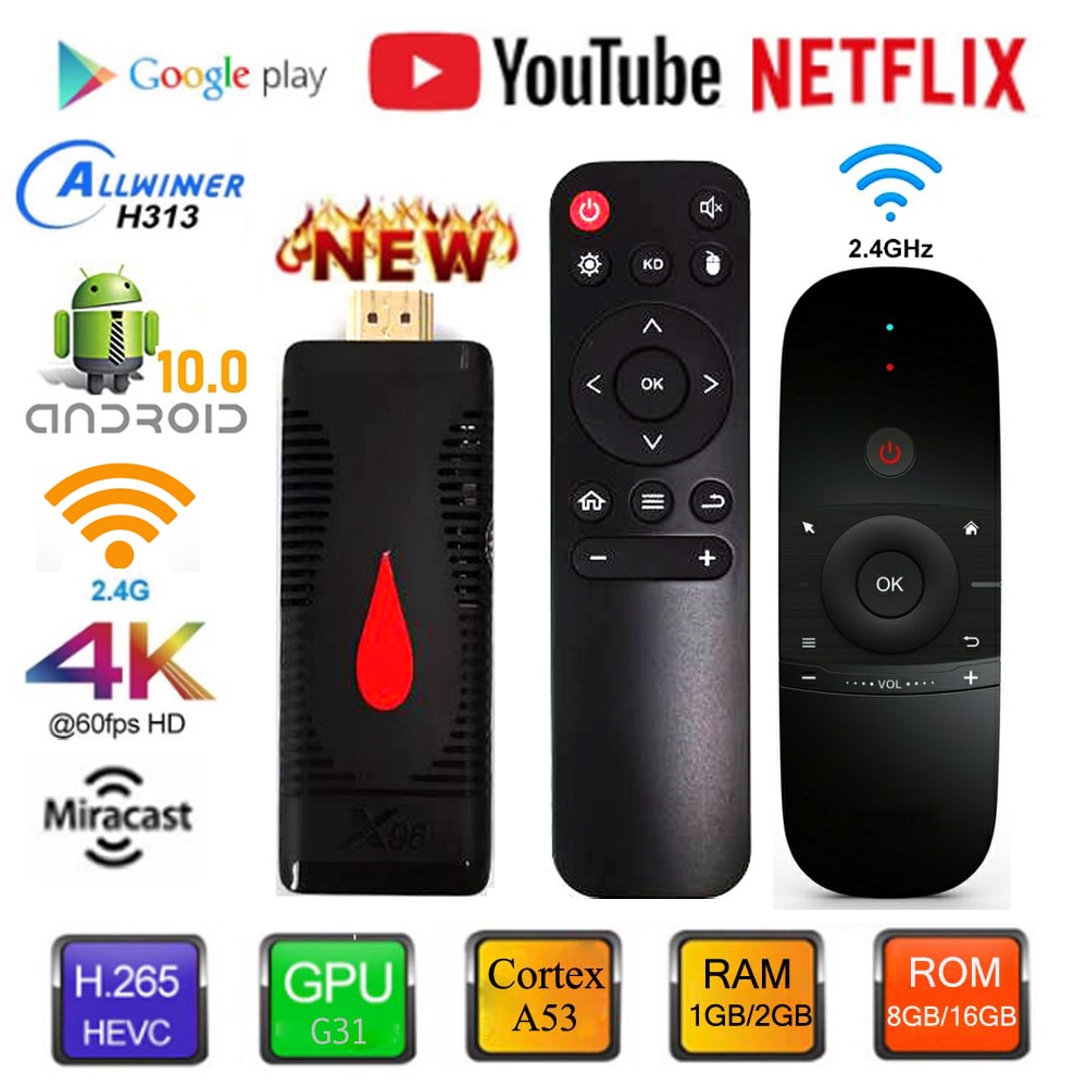 X96 Tv Box 4K Tv Stick X96 Stick Android 10.0 Wifi Display H.265 Google Speler Tv Box Dongle Ontvanger media Video Streamer