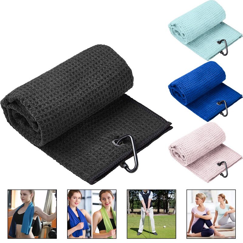 Golf Towel Waffle Pattern Cotton with Carabiner Cleaning Towels Microfiber Hook Cleans Clubs Balls Hands Microfiber Towel
