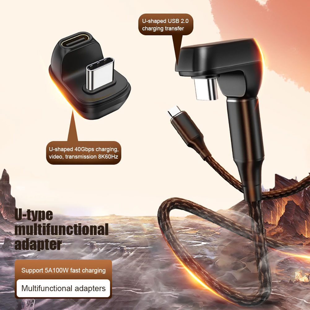 Adattatore dati USB 2.0/4.0 40Gbps Mini U Shape USB C convertitore cavo da femmina a maschio 100W veloce 8K 60Hz tipo C per Thunderbolt 3/4