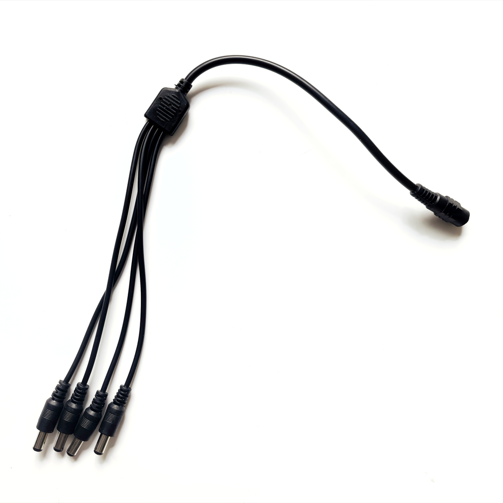 DC 12 V 1 Vrouw naar 2/4/8 Mannelijke Power Splitter Aansluitkabel 5.5X2.1mm voor CCTV Camera Led Licht: Black