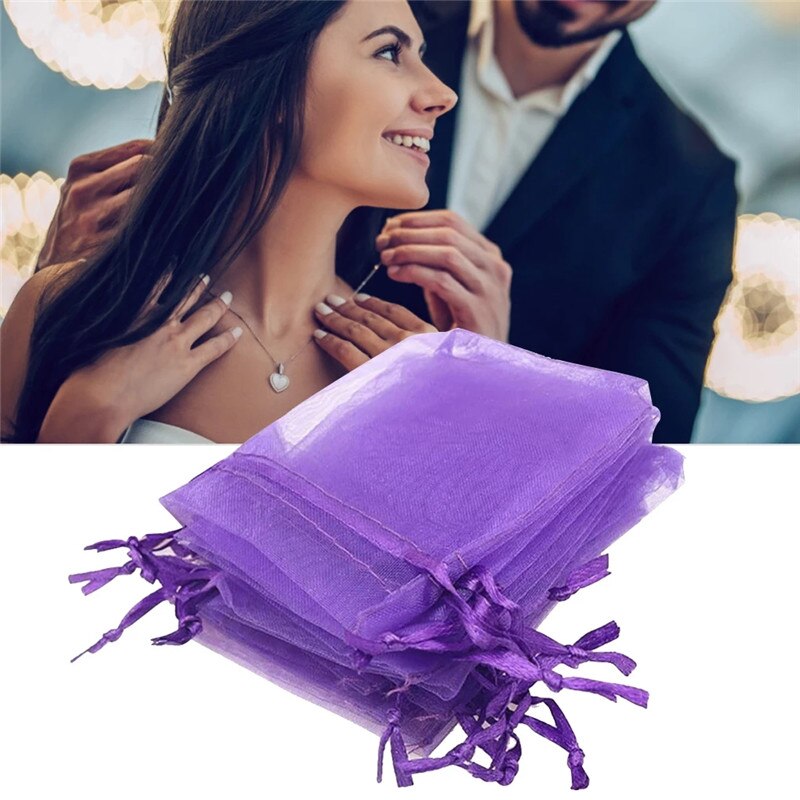 VMUTGA Lot De 100 Sachets Organza 10x15 Cm Blancs – Pochette Cadeau Mariage Noël Bijoux Avec Cordon !