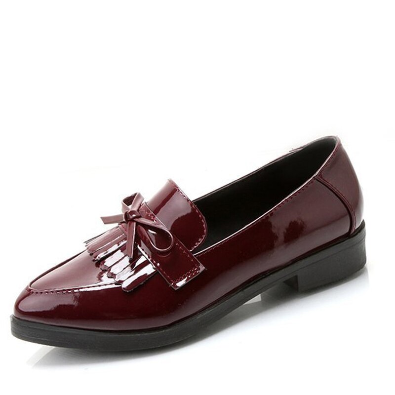 MCCKLE Frauen niedrig Fersen Bowtie Plattform Damenschuhe Fransen klobig Hacke Flacher Schuh Freizeitschuhe Oxford Schuhe Frau