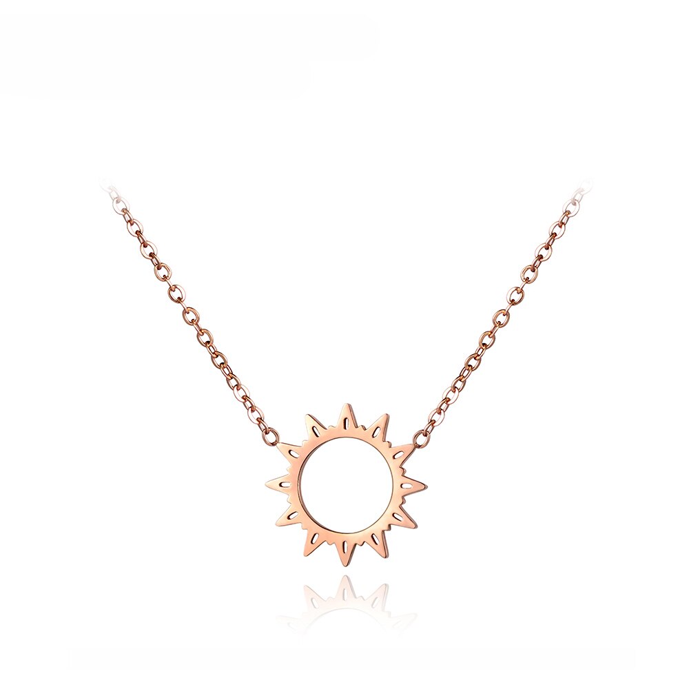 Lokaer Classic Stainless Steel Chains Necklace Jewelry Hollow Sun Flower Pendant Neckalces Bridal Wedding Jewelry N18030