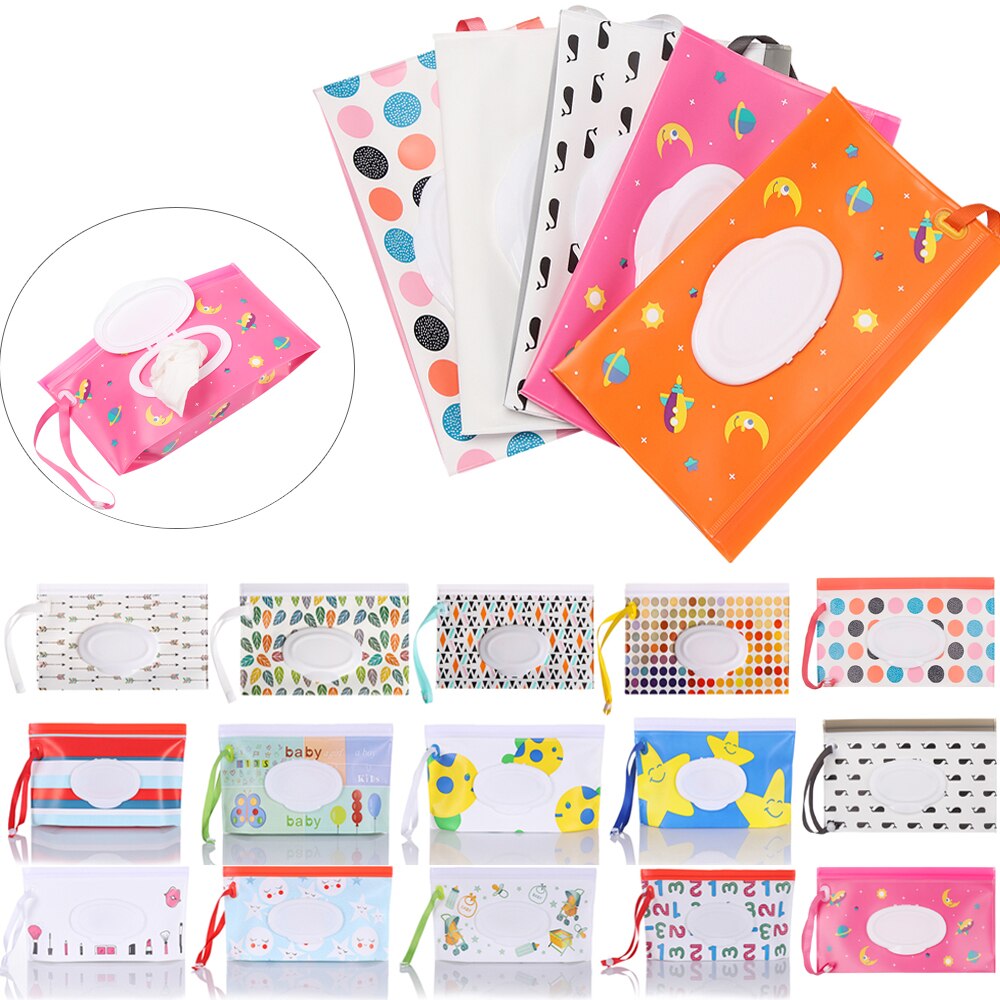 Outdoor Wipes Carrying Case Clutch and Clean Wet Wipes Bag for Stroller Cosmetic Pouch with Easy-Carry Snap-Strap