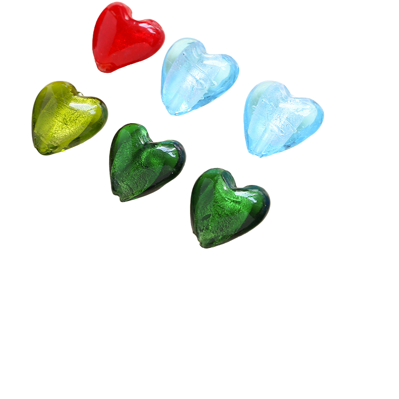 5 stk. 20*20mm retro farvede glasperler med lige hul, hjerteformede perler, gør-det-selv-smykker, halskæde, armbånd, øreringe, tilbehør