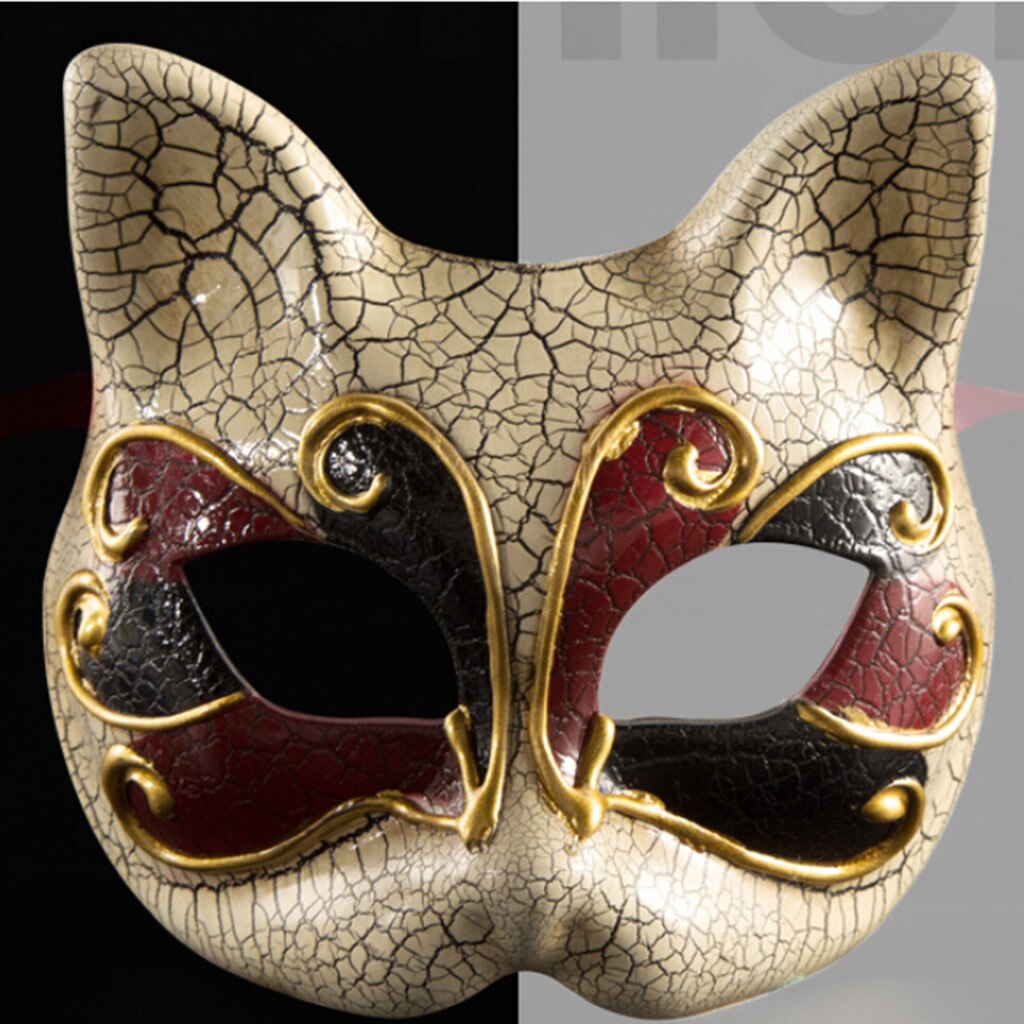 Máscara de disfraces de niños Vintage veneciano a cuadros Musical Mardi gato máscara mascarada Halloween decoración Halloween