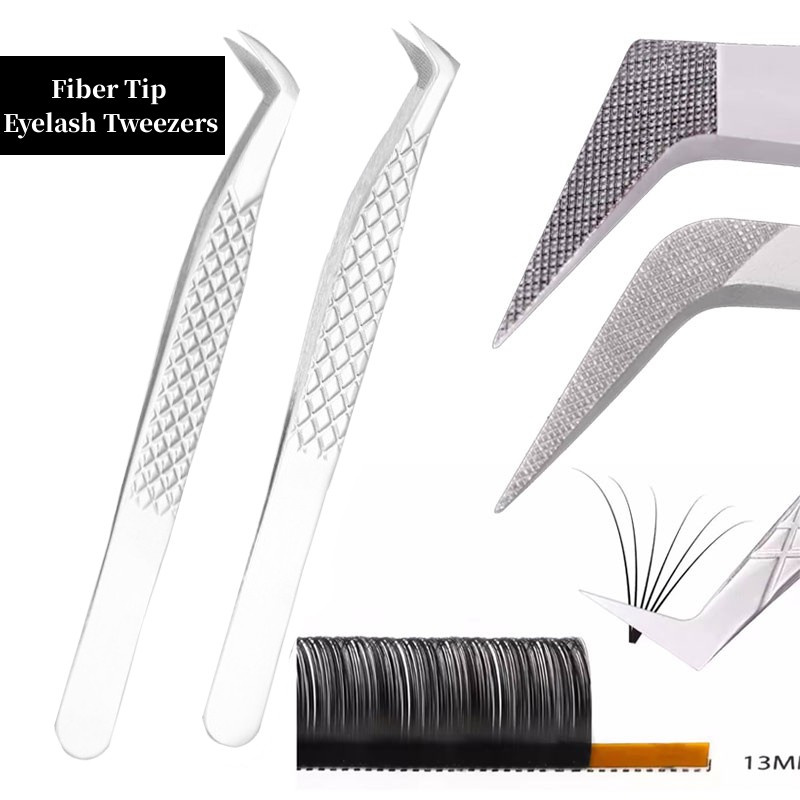 Pinzas para pestañas postizas con punta de fibra nanométrica para extensión de pestañas, Mega volumen, punta cerrada perfecta, aislamiento de bota, herramientas de maquillaje para artistas