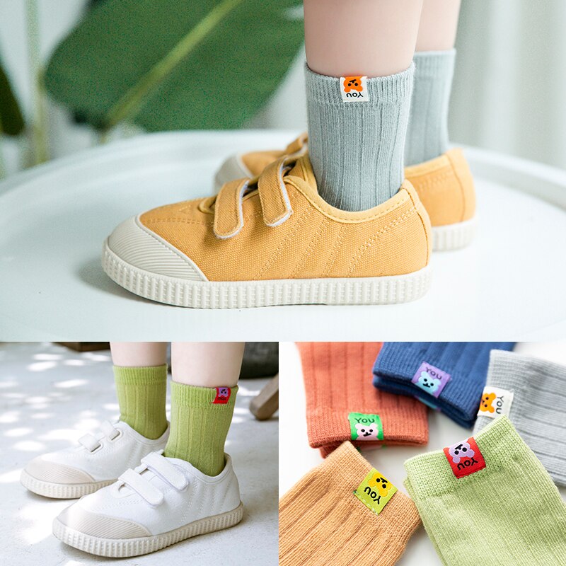 1-12y Toddle calcetines para niños niñas Otoño Invierno peine algodón calcetines cortos niños niñas calcetines color sólido 5 par/pack c105