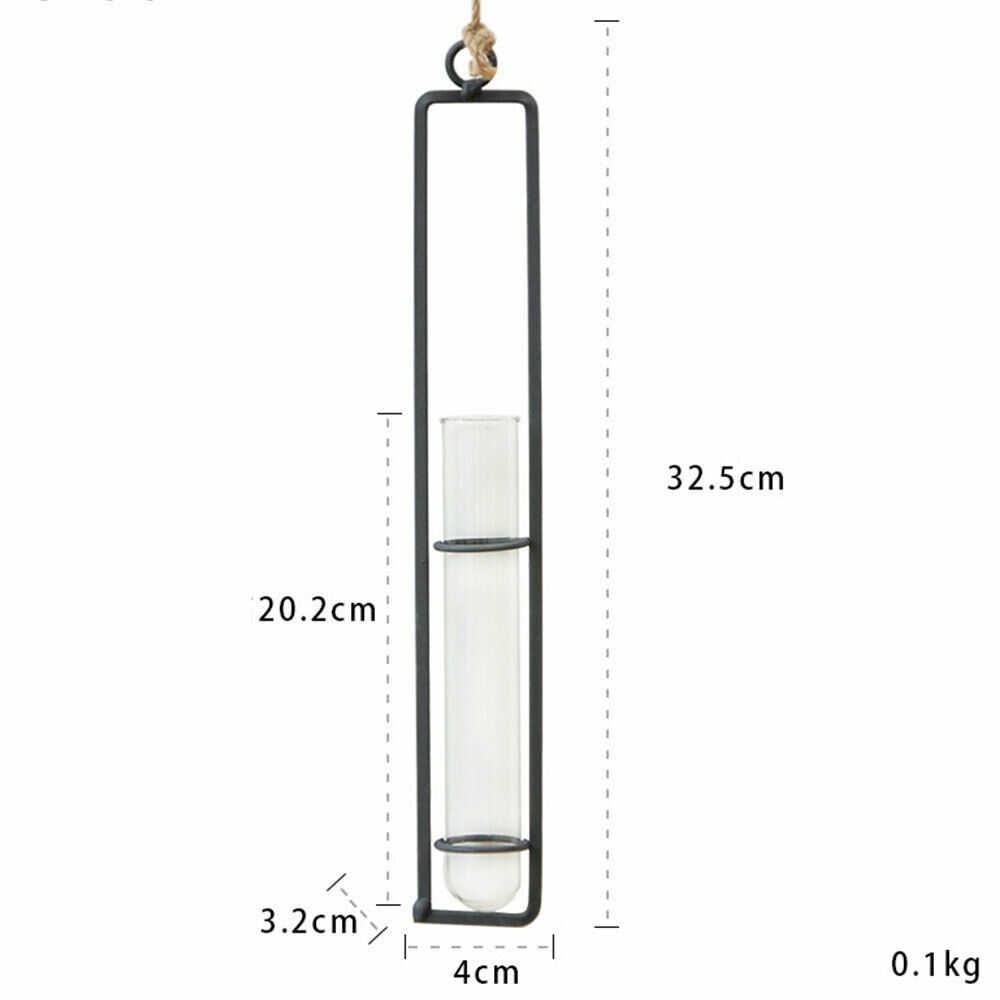 Wanddecoratie voor bloemenvaas van ijzer, transparant glas, voor hydrocultuur, diy plantenbak, hangende decoratie