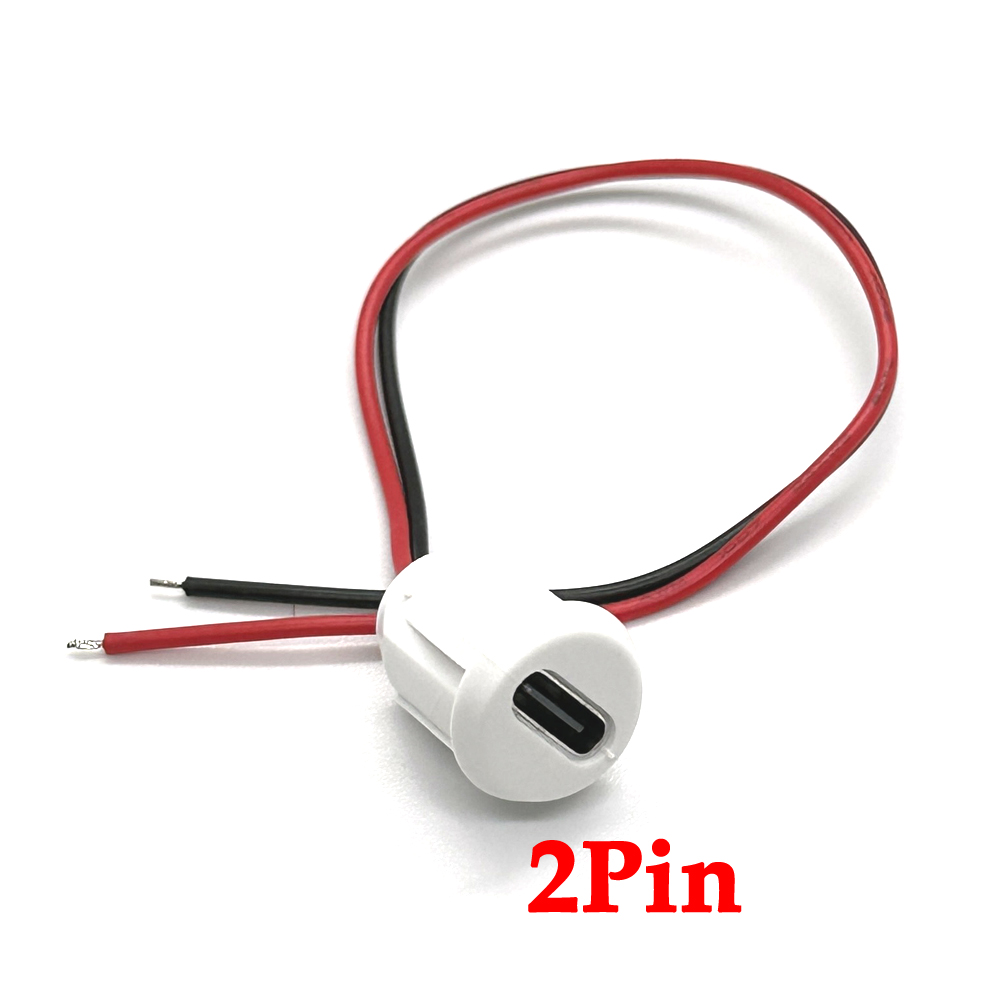 10 stk. usb -c 2 -bens 4 -bens højstrøms cc hurtigopladningsstik med  ph2.0 trykplade type-c hun vandtæt stik: Hvid