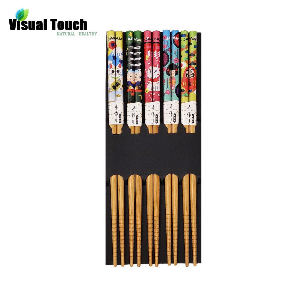 wizualny dotykać maskotka kot naturalny bambus pałeczki wielokrotnego użytku zastawa stołowa jadalnia japońnarty Chopstick Sushi pałeczki robić jedzenia zestaw prezentowy