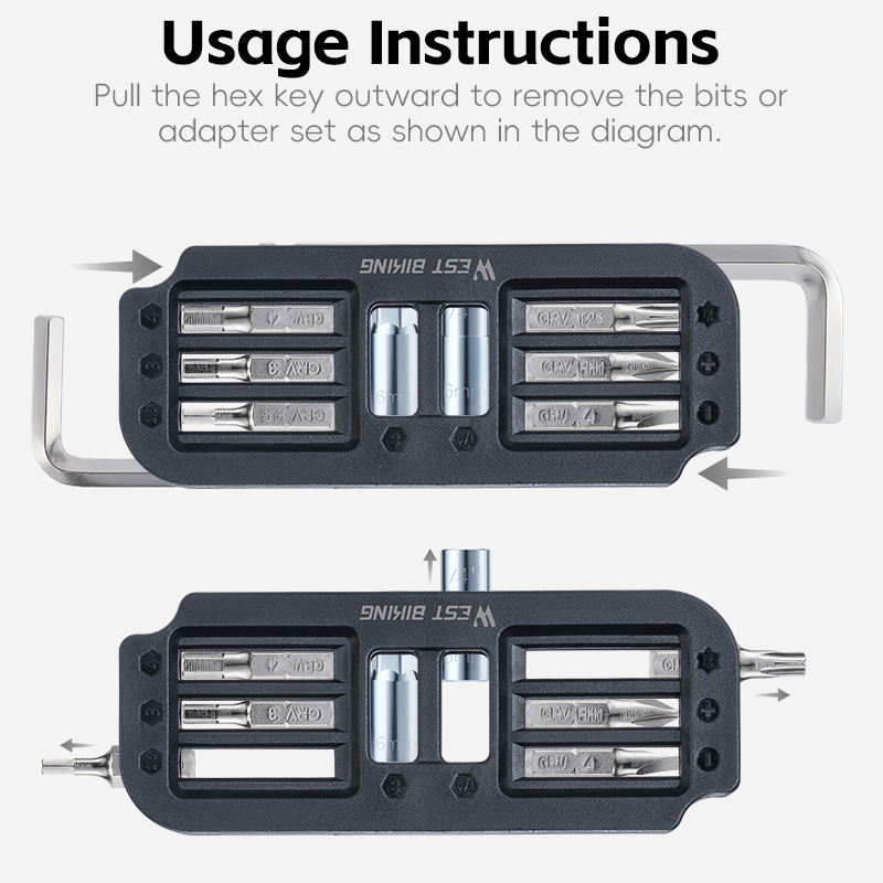 West Fietsen Fiets Reparatie Tools 10 IN 1 Multifunctionele MTB Racefiets Tool Kit Draagbare Inbussleutel Schroevendraaier Bit Gereedschap