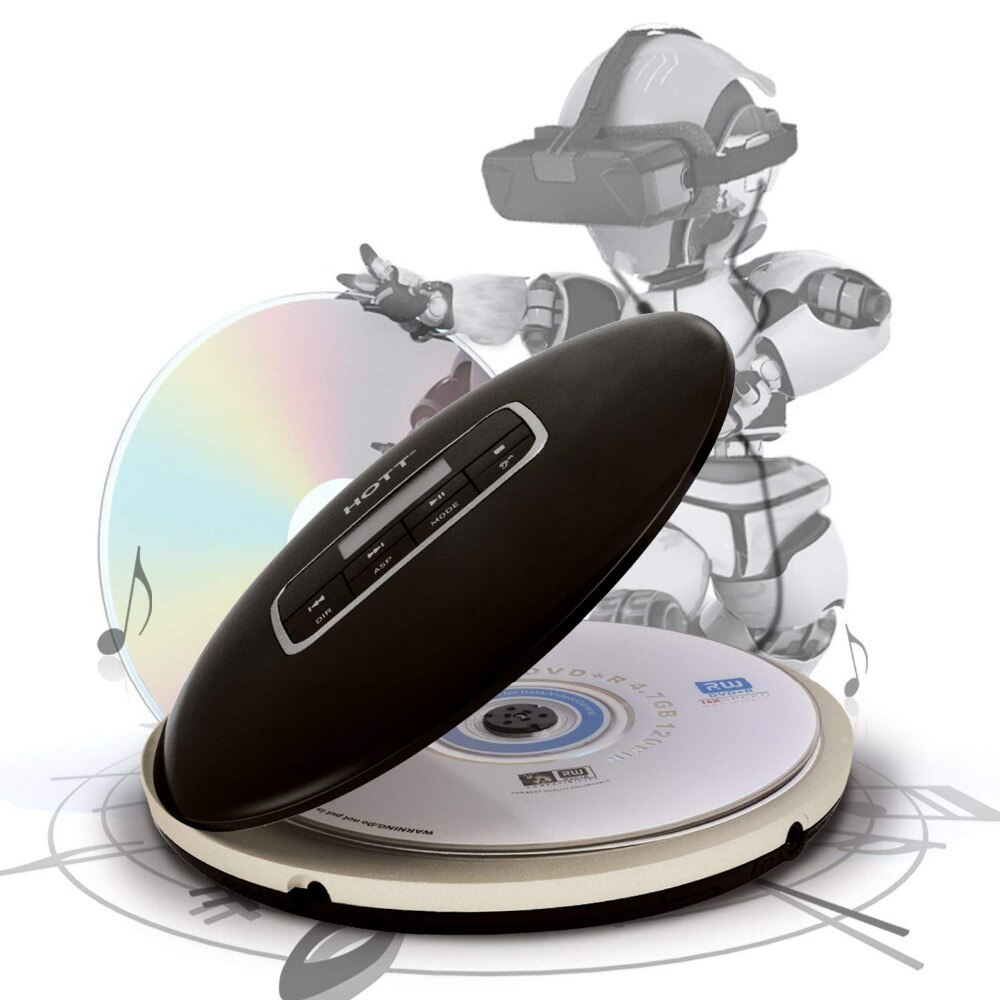 HOTT Portable CD Player With LCD Headphone Jack Anti-Slip Shockproof Protection Compact Music Disc Walkman Player CD 511