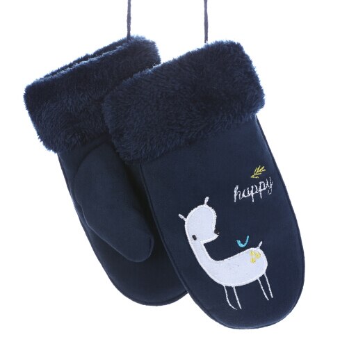 Winter kinder jongens meisjes winter handschoenen beren patroon zachte dikke sneeuwbal vechthandschoenen: Blauw