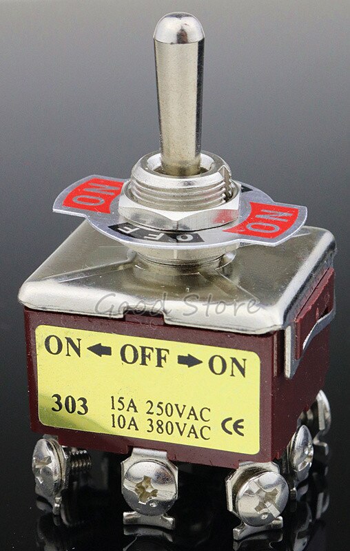 1PCS 12MM E-TEN303 9 pins 3 position 15A 250VAC 10A 380VAC double-throw toggle switch: E-TEN303