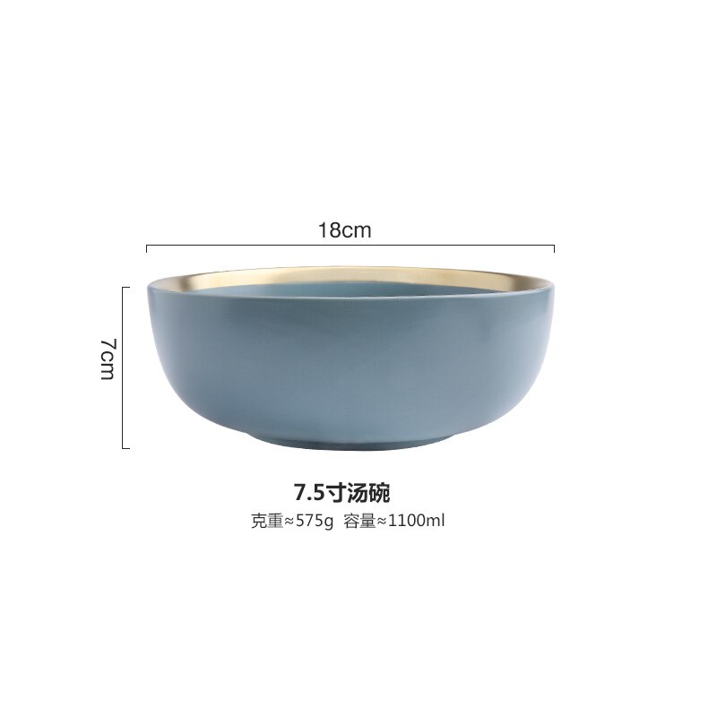 Europese Stijl Plaat Keramische Schotel Dinnerdinnerware Set Saus Rijst Kommen Soep Noedels Plaat Steak Westerse Voedsel Servies WF702214: 05
