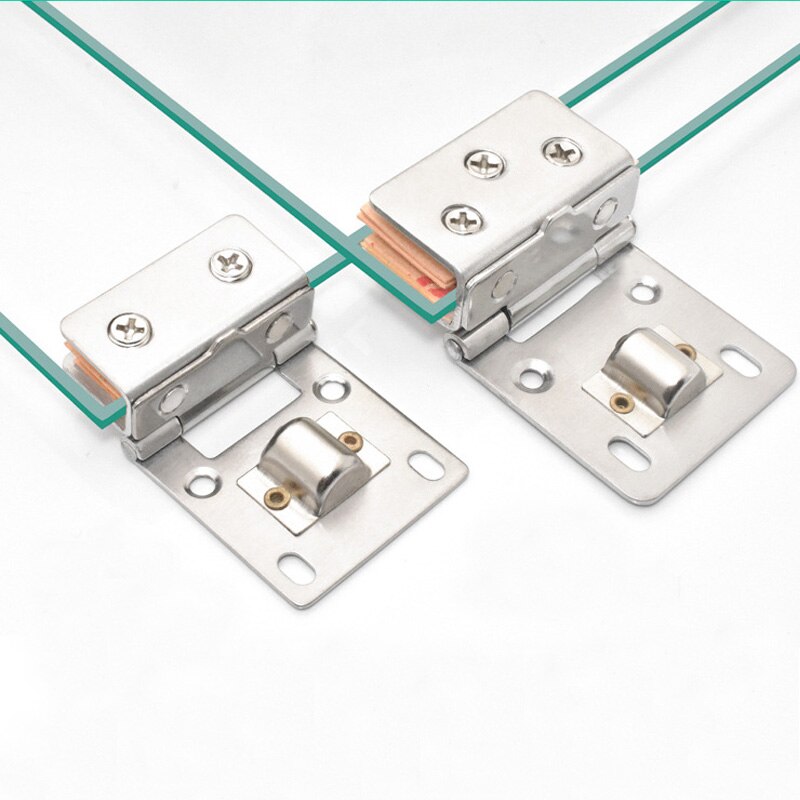 Glass Door Hinge Stainless Steel Shower Hinge Glass Door Clamp Clip with Screws (2 PCS)