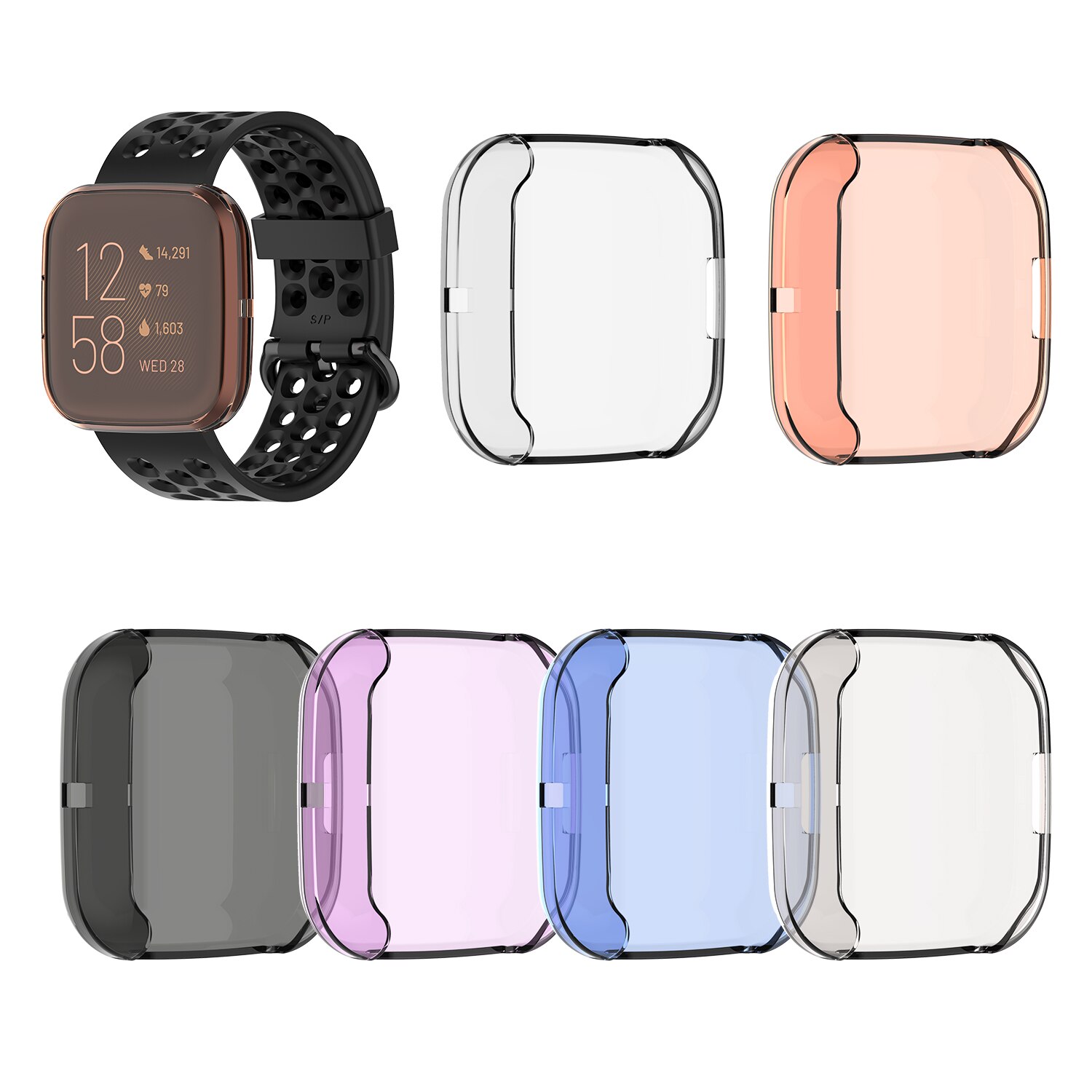 FIFATA Protective Shell For Fitbit Versa 2 Case Smart Watch Screen Protector TPU Cover For Versa2 Protection Frame Accessories