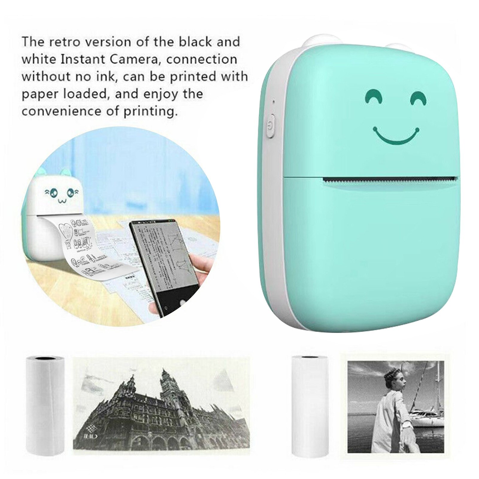 Thermal Portable Bluetooth Printer 58mm Mini Wireless POS Thermal Image Photo Printer For Android IOS Mobile Phone Paper