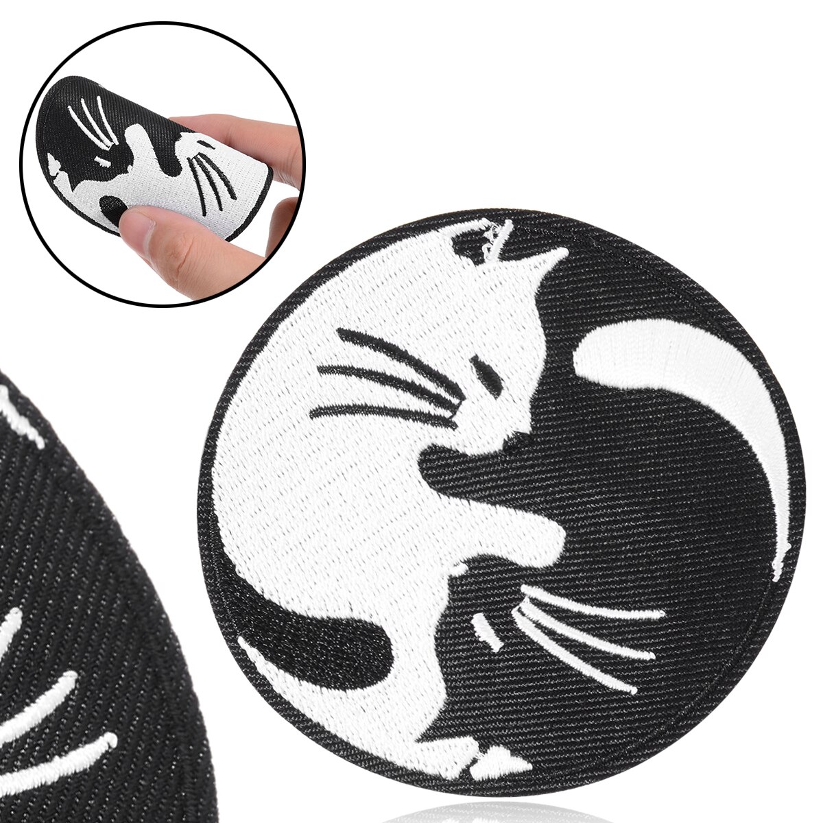 1Pc Dieren Yin Yang Wit Zwarte Kat Applique Naaien Iron Op Patch Badge Hoed Jeans Stof Cap T-shirt cool Decoratie