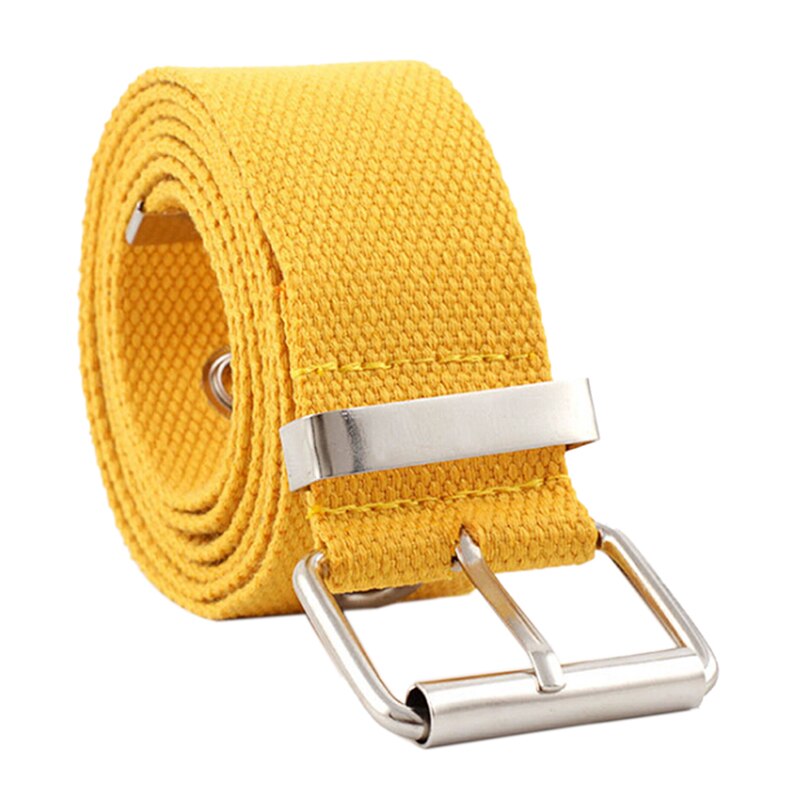 1Pc Studded Grommet Gaten Canvas Riem Gesp Oogje Stud Vrouwen Mode Tailleband: Yellow