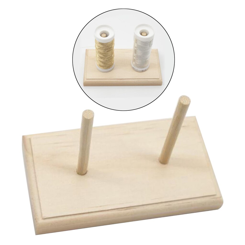 Wood Thread Stand Rack Holds Organizer Wall Mount 2 Spool Cone Embroidery Machine Sewing Storage Holder