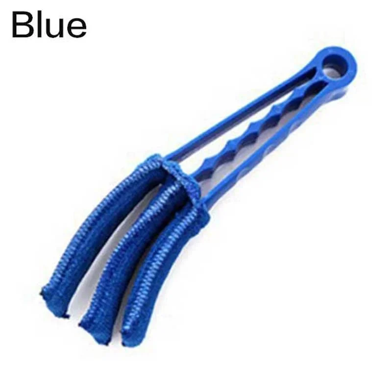 Brosse de nettoyage de lame aveugle vénitienne en Microfibre, pratique, pour climatiseur de fenêtre, plumeau de voiture, sortie de ventilation, brosse de nettoyage: Bleu