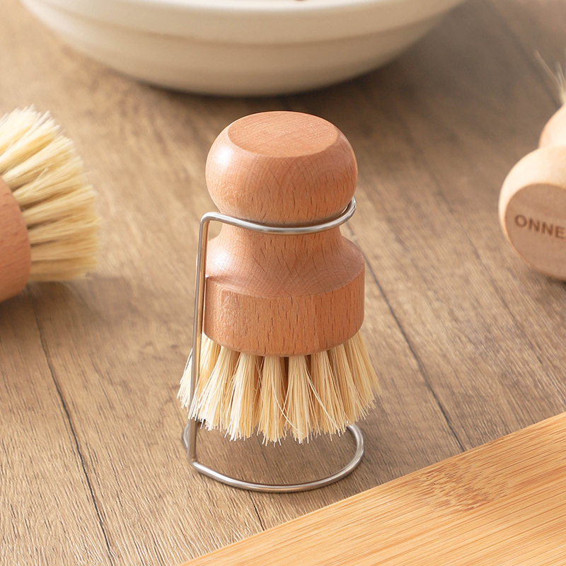 Escova Esfoliante de Sisal Natural | Escova de prato ecológica em madeira de faia | Ferramenta de limpeza de cozinha para panelas | Purificador de fibra vegetal