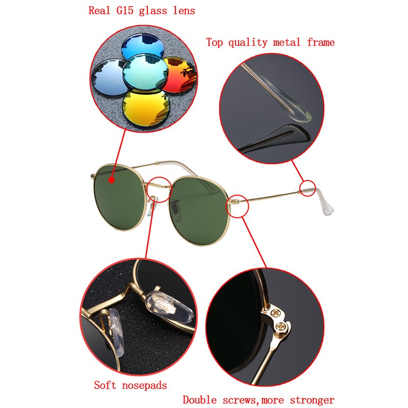 GLASS Lens UV 400 Small roungd metal MEN WOMEN Sunglasses Gothic Steampunk Sunglasses Mens Womens Retro Vintage Round Eyewear