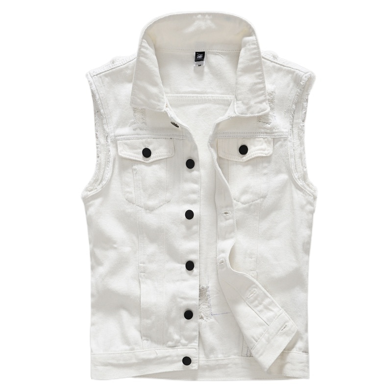 Veste en jean délavé sans manches pour homme, Vintage, déchiré, de Cowboy, nouvelle , tendance, taille masculine