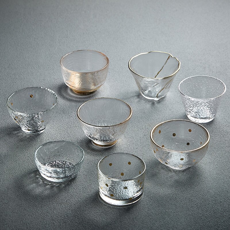 Japanske snapseglas kop krusning guldkant whiskyglas vintage vinglas home kieliszki do wina juice glas  ac50gc