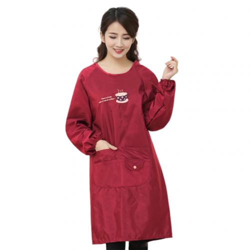 Vrouwen Donkere Kleur Waterdicht Olie Proof Huis Keukenschort Lange Sleve Bakken Bbq Chef Kiel: Rood