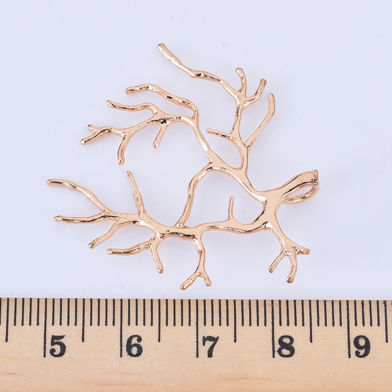 4PCS 35x39MM 24K Gold Color Plated Brass Branch Charms Pendants Diy Jewelry Findings Accessories