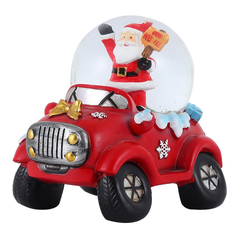 D08D Christmas Colorful LED Light Snow Globe Car Santa Claus Snowman Luminous Ball