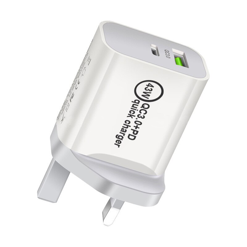 Intelligentes schnellladegerät mit 43w qc3.0 pd netzteilen für iphone 13 pro max, xiaomi, samsung und huawei (uk, usa, australien, eu, reiseversand).