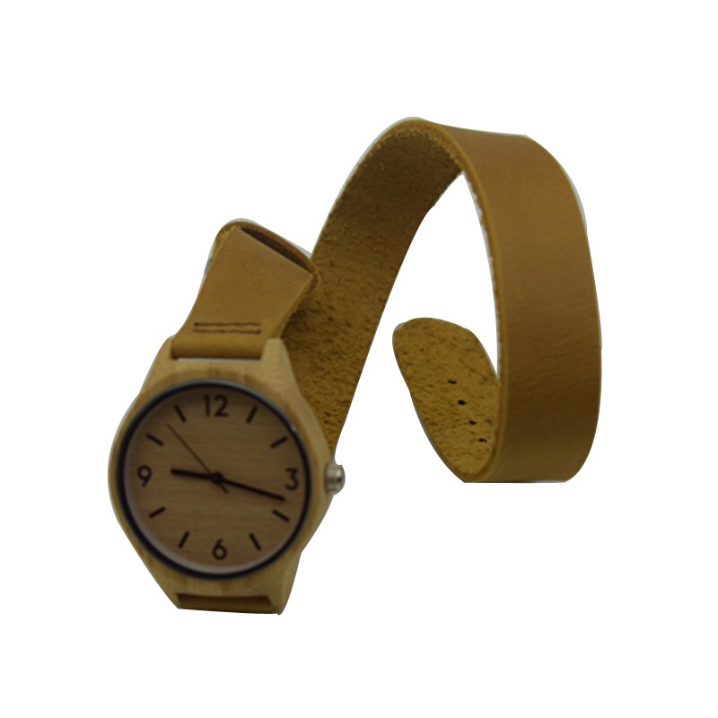 Womens Lederen Bamboe Houten Horloges Met Lange Geunine Lederen Horlogebanden Beste Cadeaus Voor Meisje Vrienden
