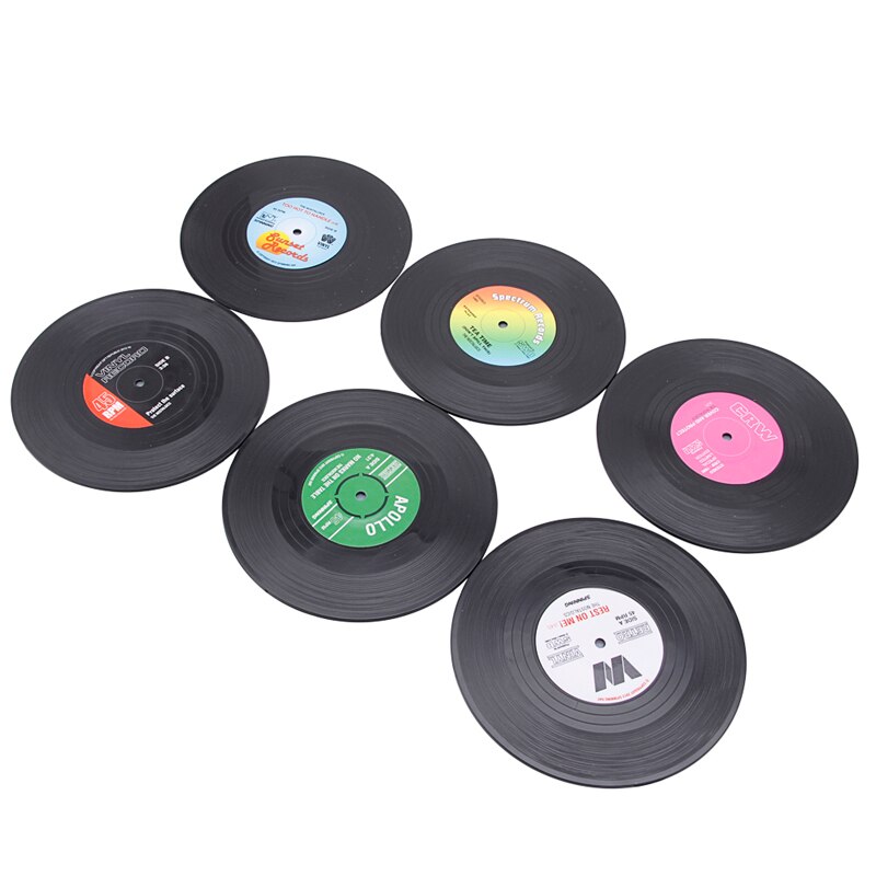 Mode Vinyl Silicone Record Retro Type Onderzetters Cup Mats 6 Stks/set C5AB