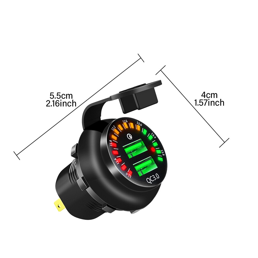 Tablet-marine-adapter mit zwei usb-anschlüssen, universelles smart-interieur-ladegerät mit voltmeter, kfz-ladegerät für mobiltelefone mit mehrfachschutz und schnellladefunktion
